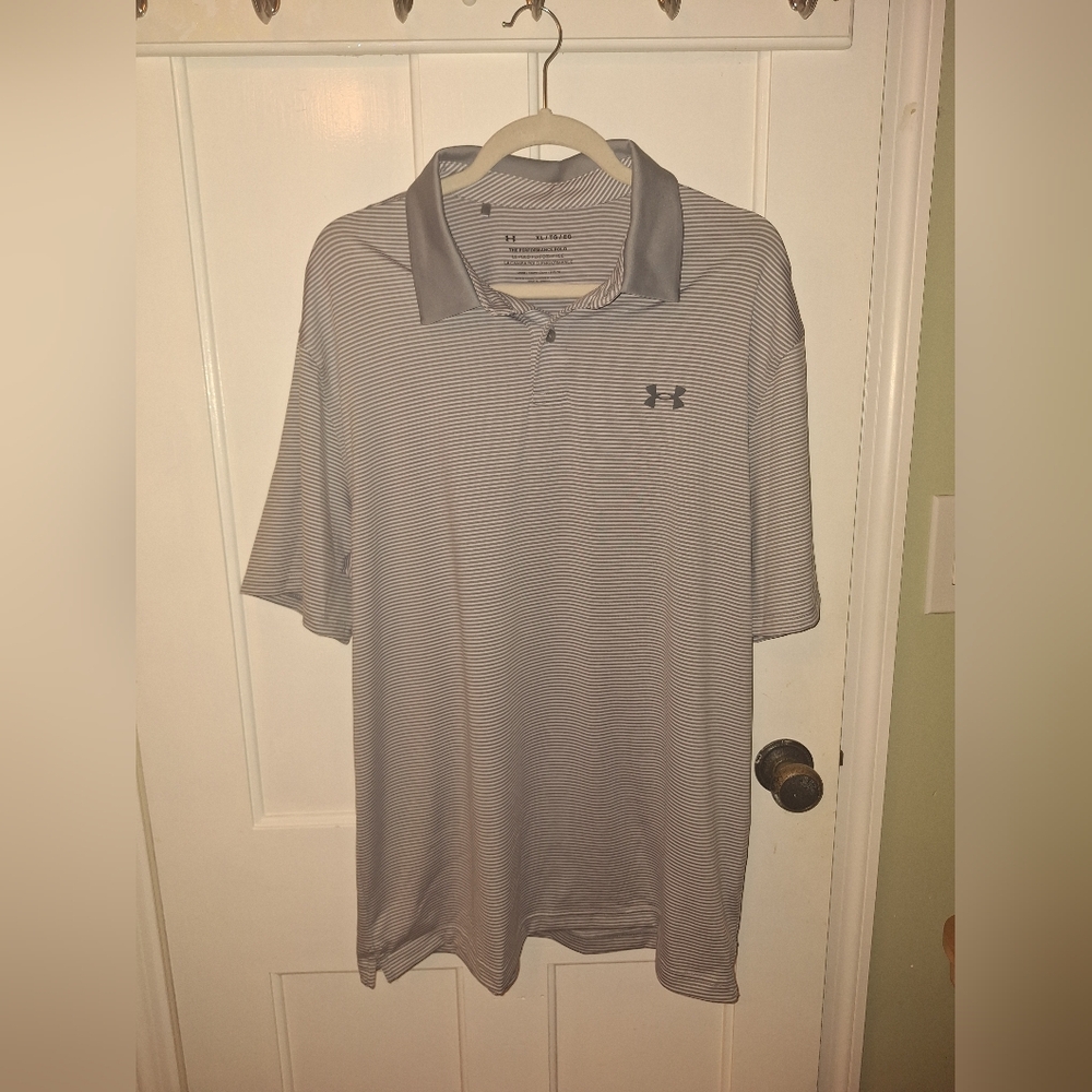 Under Armour Men's Striped Gray Polo Shirt